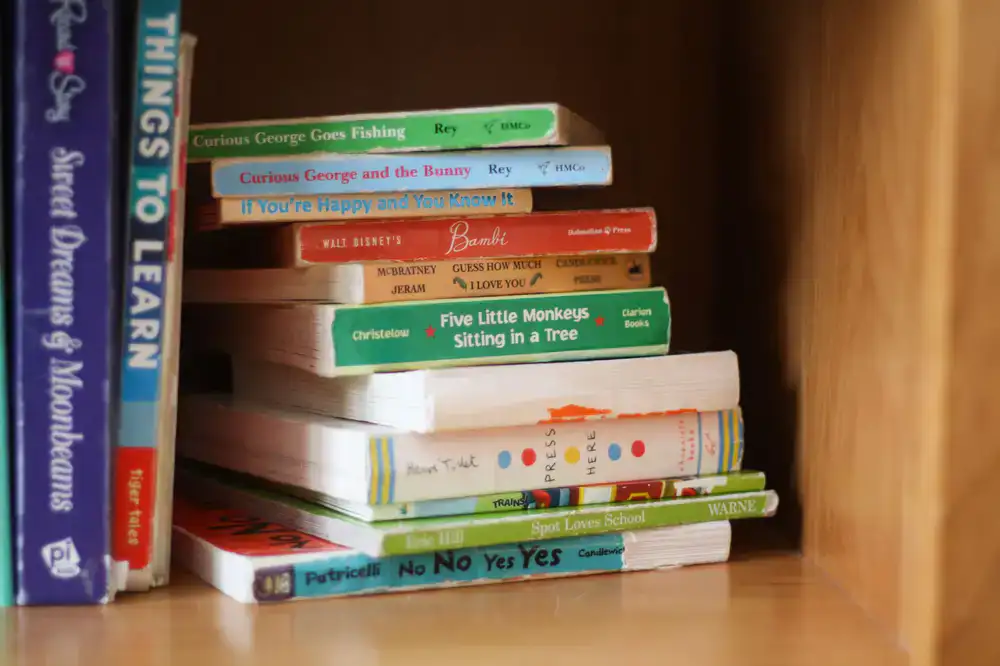 Colorful stack of picture books